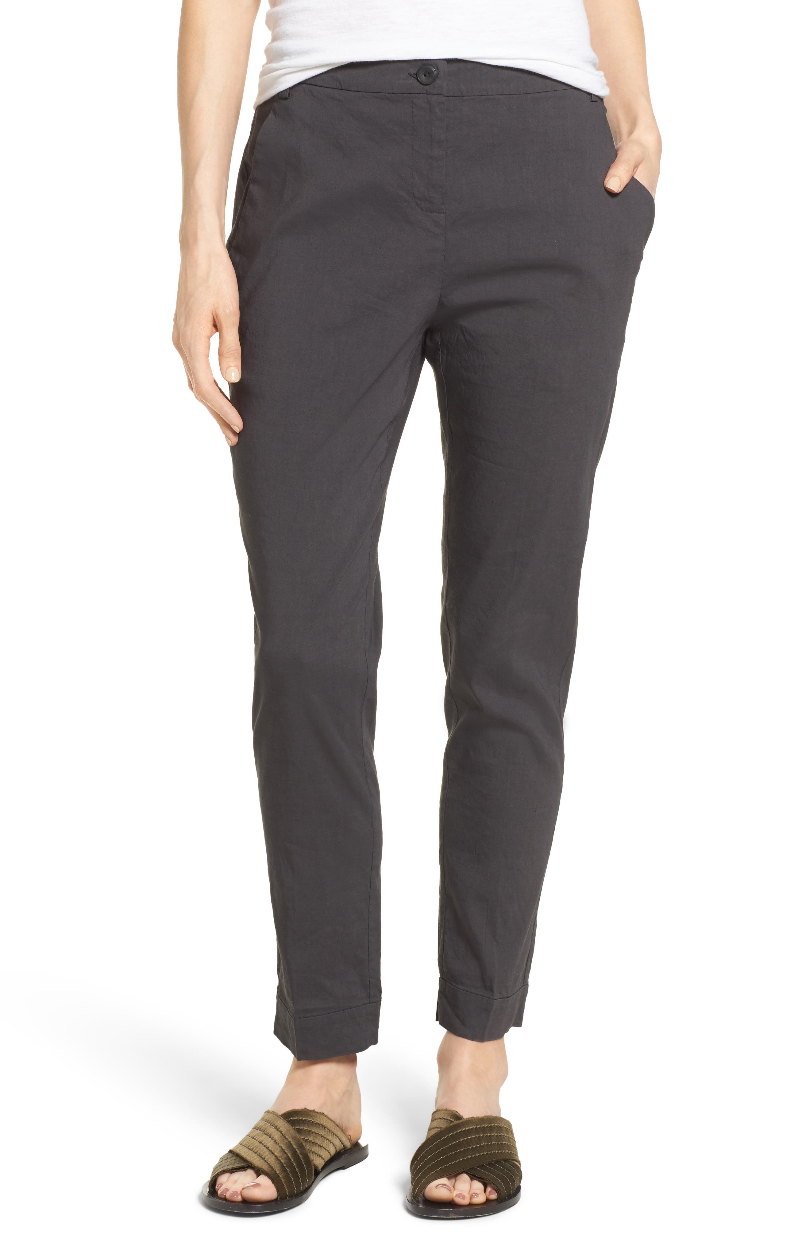 Eileen Fisher Organic Linen Blend Slim Ankle Pants (Nordstrom Exclusive