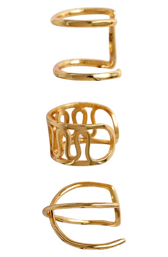 Sterling Forever Simple 3-pack Ear Cuff Set In Gold