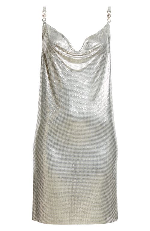 Shop Versace Aluminum Mesh Cocktail Dress In Nickel