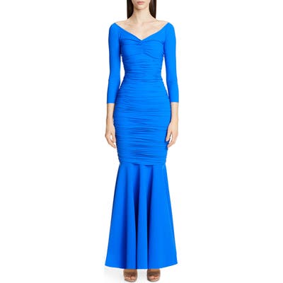 Chiara Boni La Petite Robe Zurlita Ruched Body-Con Mermaid Gown, US / 52 IT - Blue