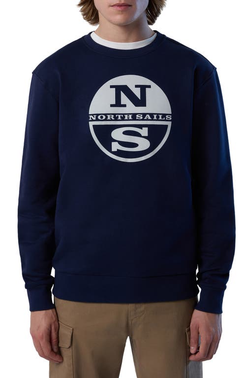 Logo Graphic Cotton Sweatshirt in Navy Blue