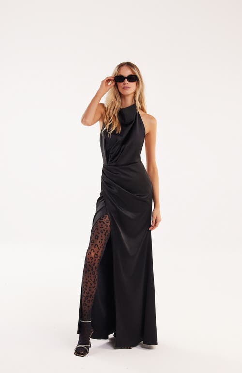 Shop Milla Black Mock Neck Sleeveless Low Slit Dress