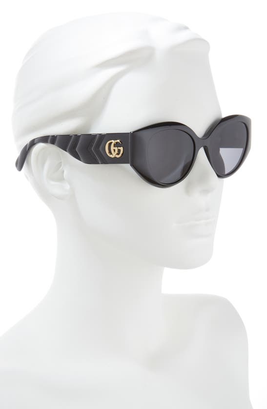 Gucci 52mm Cat Eye Sunglasses In Black Black Grey