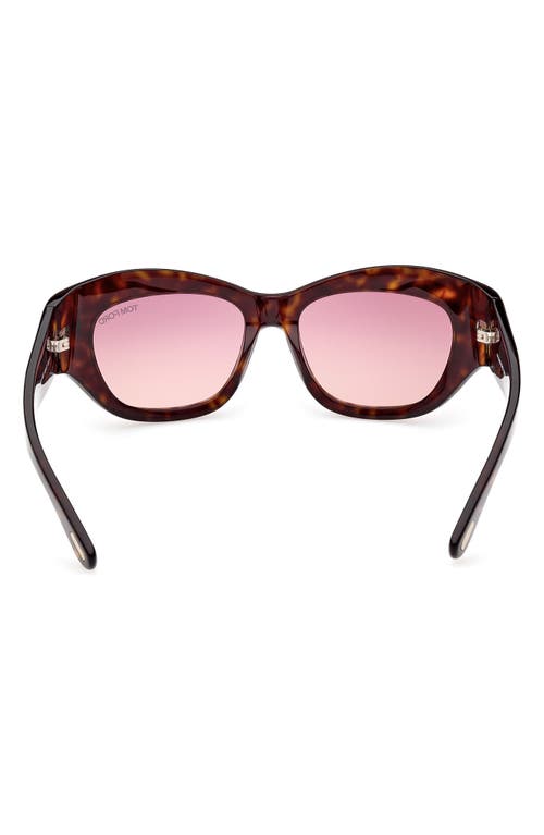 Shop Tom Ford Brianna 55mm Gradient Cat Eye Sunglasses In Classic Havana/purple Pink