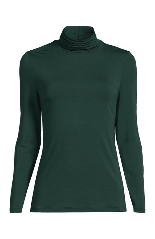 Shop Lands' End Plus Size Lightweight Jersey Skimming Long Sleeve Turtleneck In Deep Forest