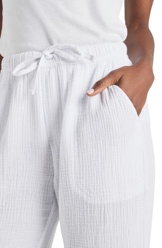 Splendid Adele Cotton Gauze Drawstring Pants In White