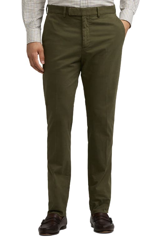 Shop Ralph Lauren Purple Label Flat Front Stretch Cotton Chinos In Thicket Moss