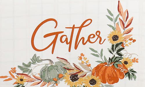Design Imports Gather Fall Embellished Table Runner In White/orange
