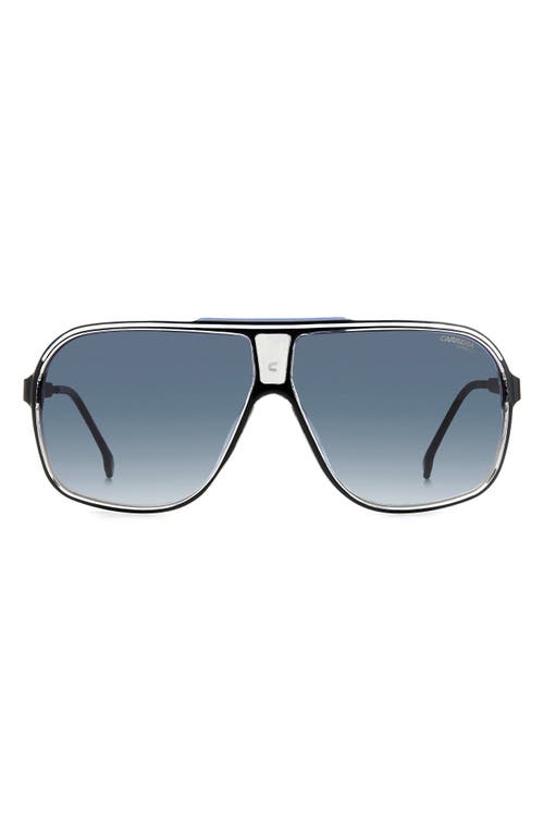 Carrera Eyewear Grand Prix 64mm Polarized Navigator Sunglasses in Black Blue /Blue Shaded