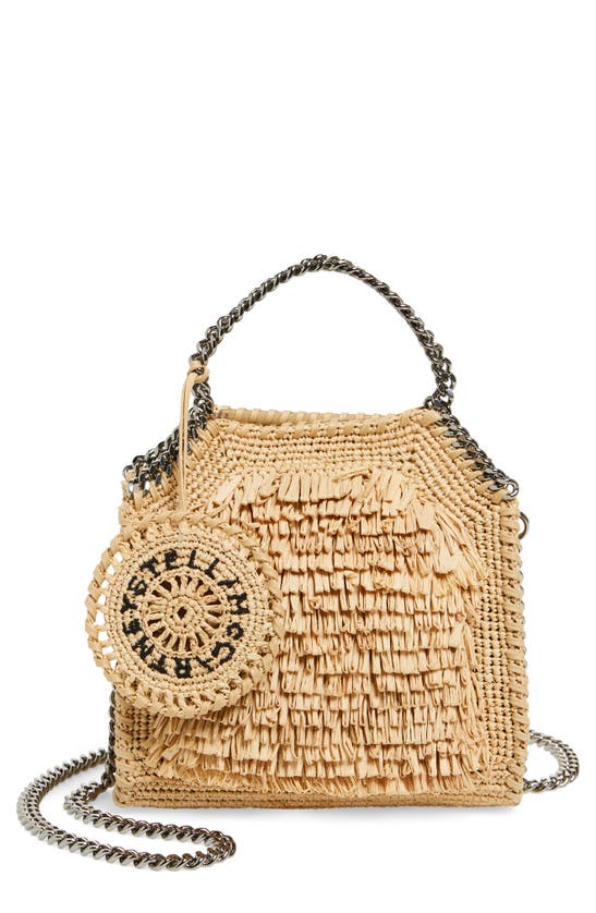 Shop Stella Mccartney Tiny Falabella Fringe Raffia Tote In Natural