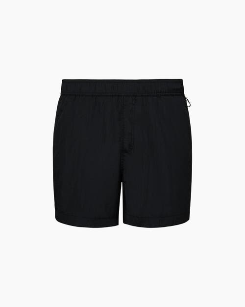 Shop Onia Nylon Crinkle 5" Swim Trunk In Black