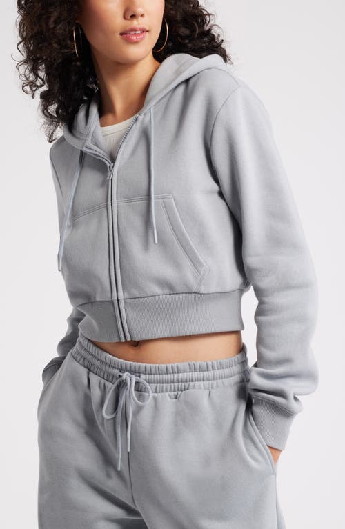 Shop Bp. Crop Zip Fleece Hoodie In Grey Weathervane