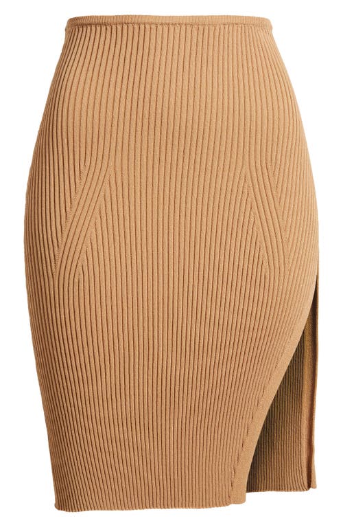 Shop Topshop Rib Sweater Convertible Top/skirt In Camel