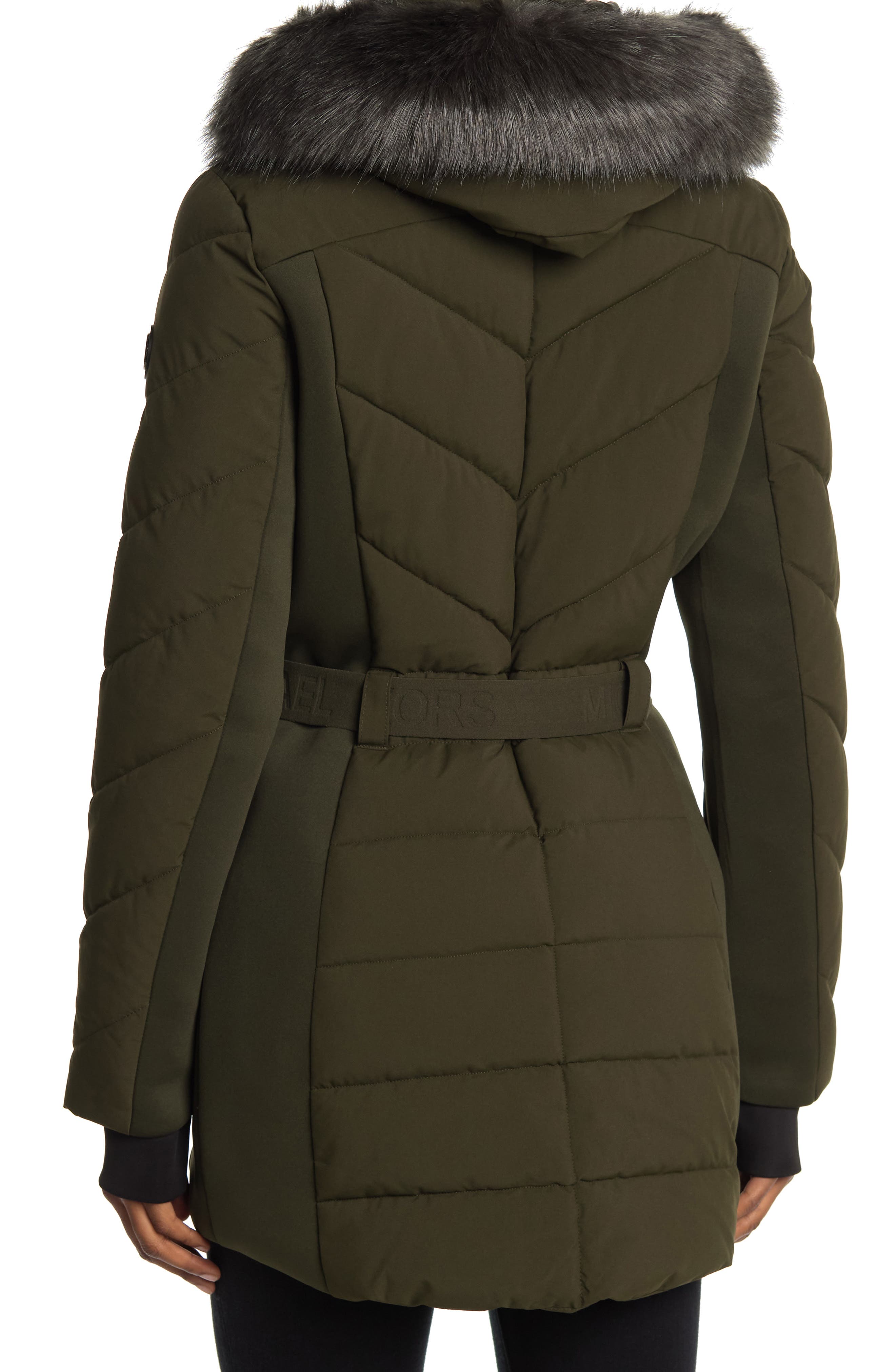 Michael Kors Belted Faux Fur Trim 