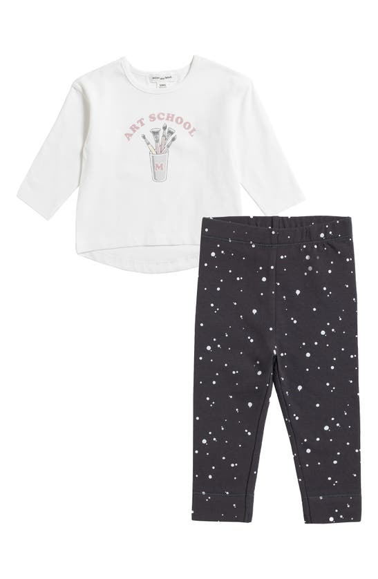 Miles Baby Babies' Art School Graphic Tee & Leggings Set In Dark Grey