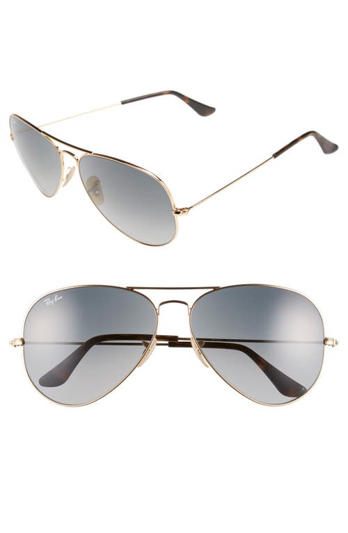 Ray-Ban Large Icons 62mm Aviator Sunglasses in Gold/Grey at Nordstrom