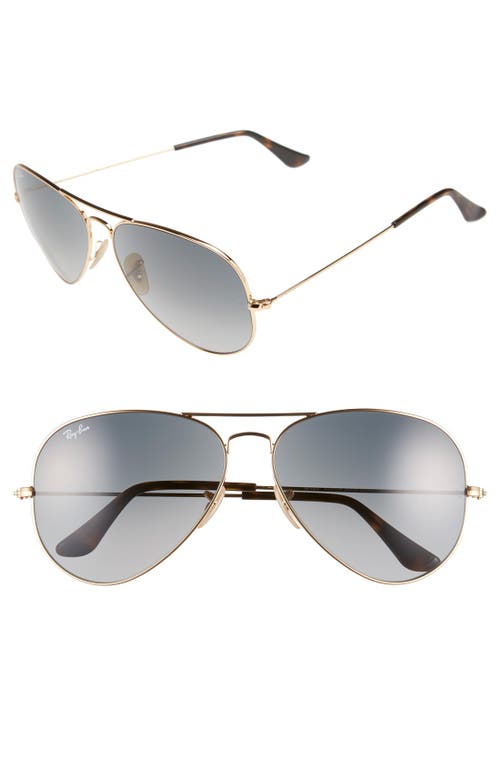 Shop Ray Ban Ray-ban Large Icons 62mm Aviator Sunglasses In Gold/grey