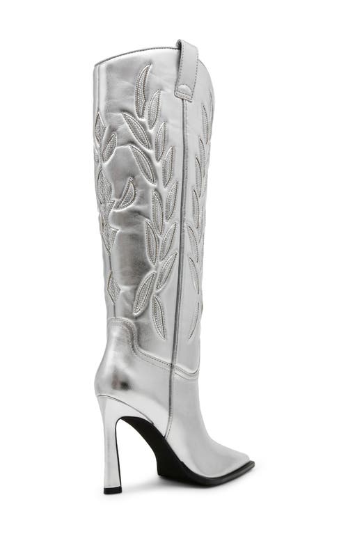 Shop Steve Madden Kinzee Pointed Toe Western Boot In Silver