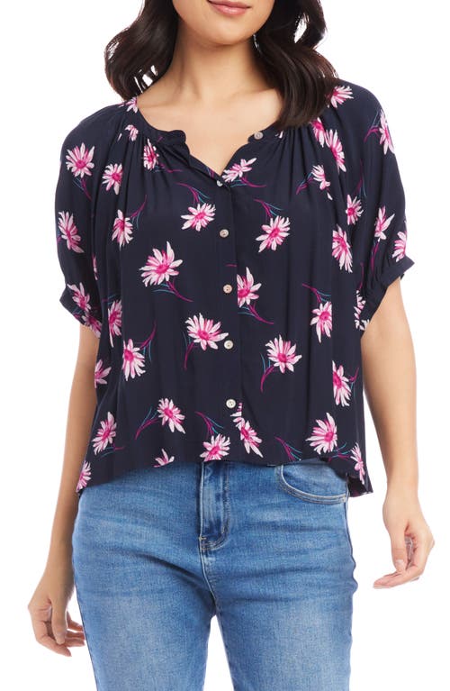 Karen Kane Floral Puff Sleeve Peasant Top in Daisy