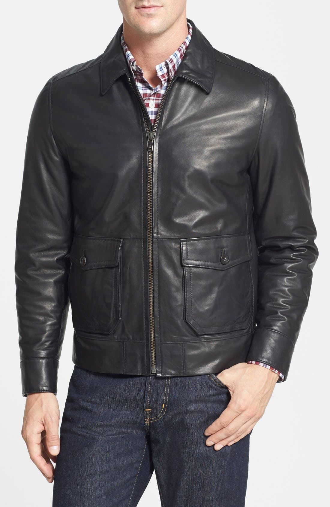 Brooks Brothers Leather Bomber Jacket 