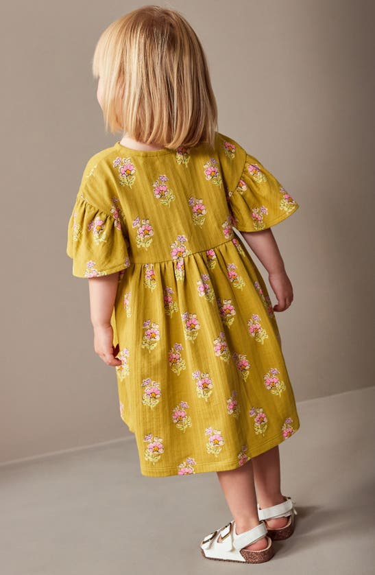 Shop Next Kids' Faux Wrap Cotton Jersey Dress In Mustard