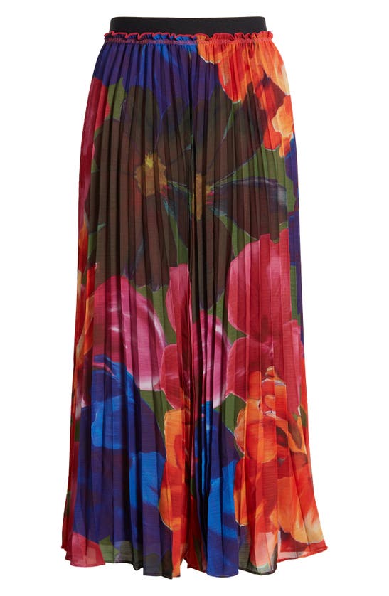 Shop Ted Baker Evola Print Pleated Maxi Skirt In Black Multicolor