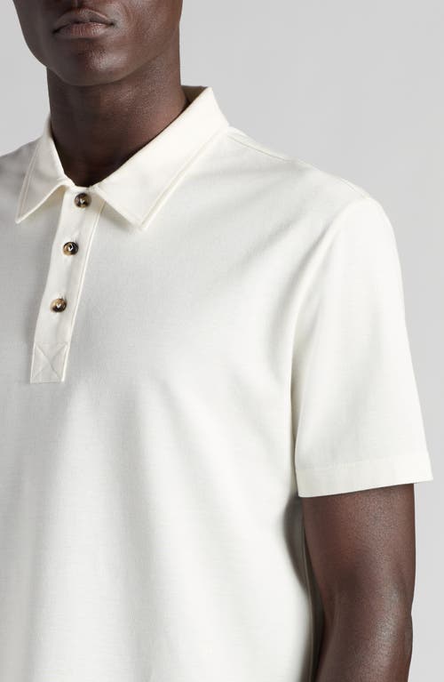 Shop Bottega Veneta Cotton Blend Piqué Knit Polo In Dove