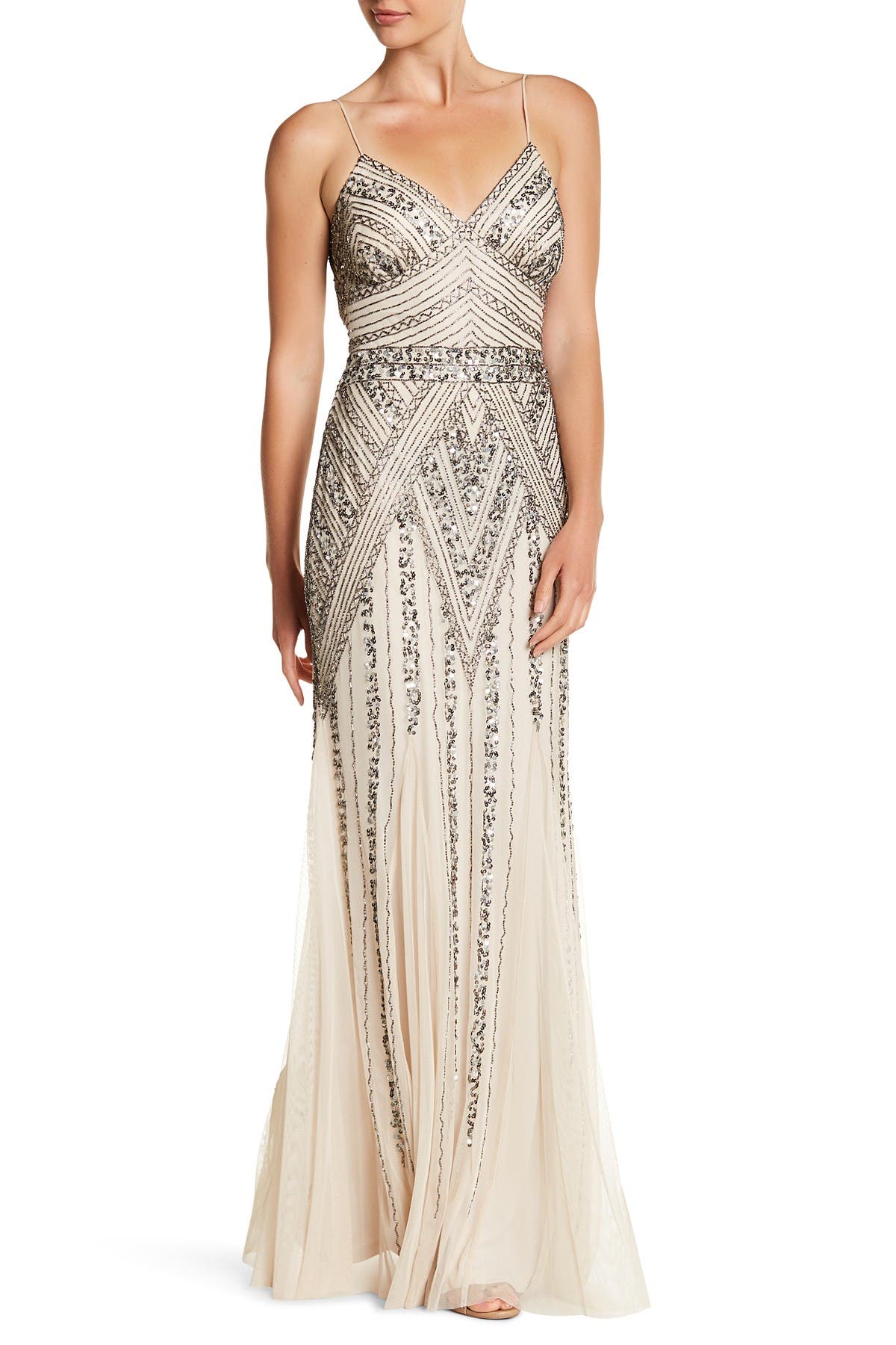 Marina Beaded Gown In Champagne | ModeSens