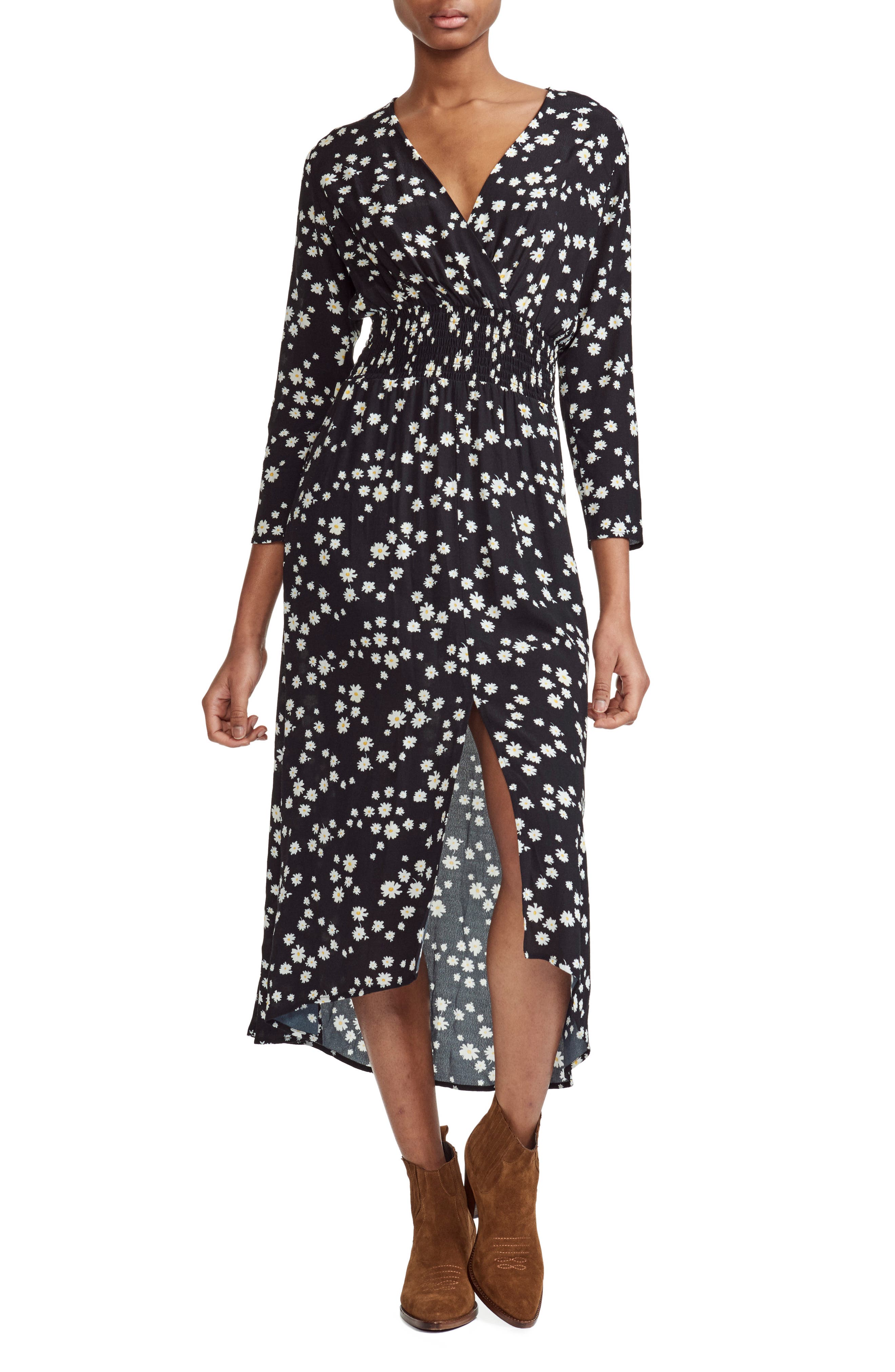 Maje Rosila Floral Print Midi Dress