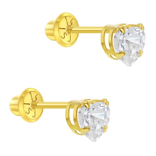 Shop In Season Jewelry 14k Classic Heart Cubic Zirconia Solitaire In Gold
