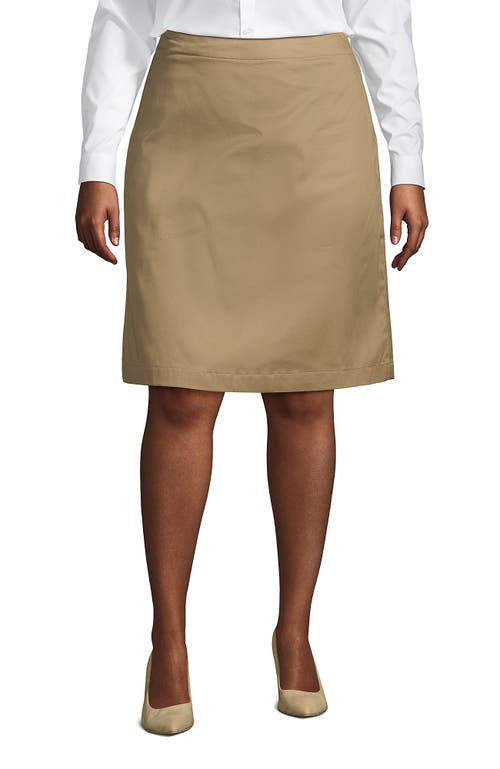 Lands' End School Uniform Plus Size Blend Chino Skort Top Of Knee In Khaki