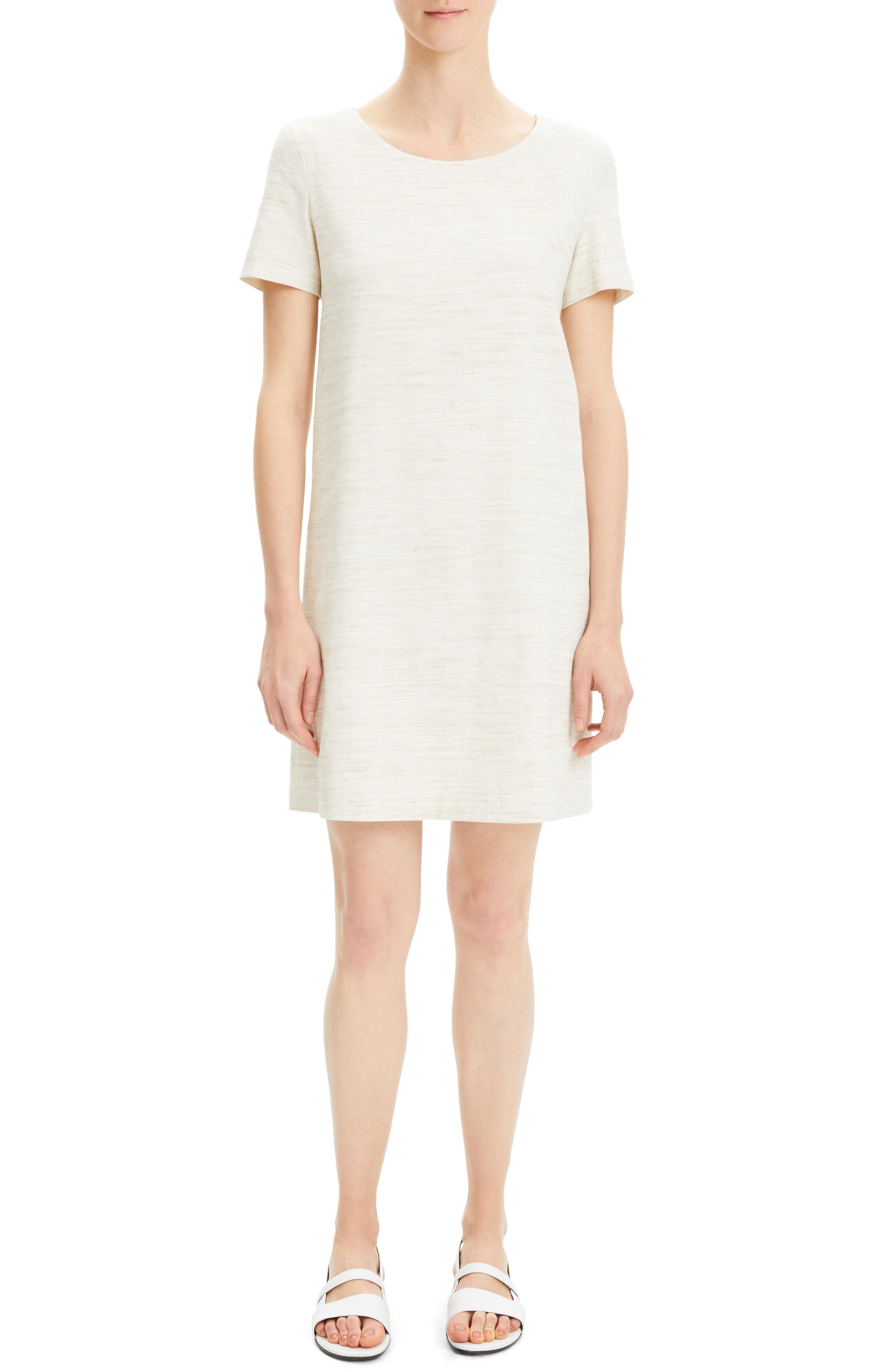 Theory Panel Shift Dress, Beige
