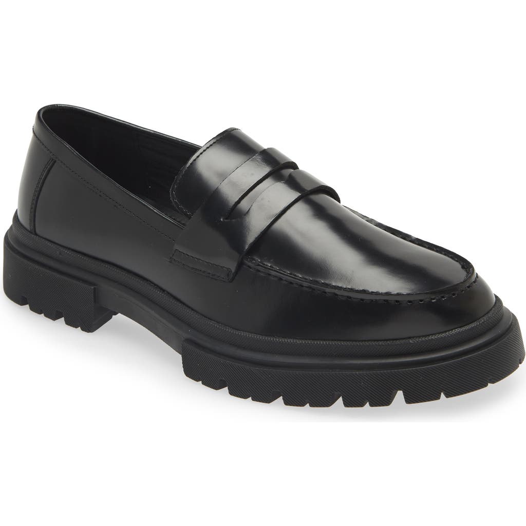 Steve Madden Zaccai Lug Sole Penny Loafer In Black