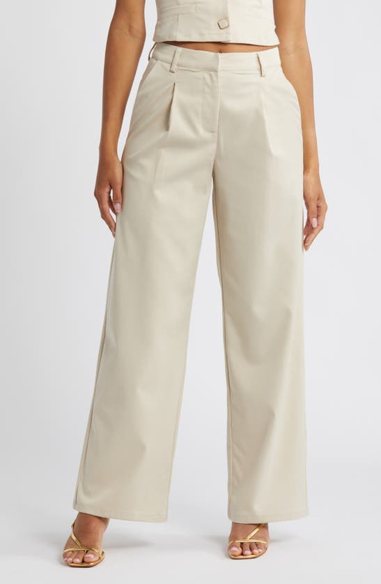 Shop Something New Pleated Wide Leg Pants In Turtledove