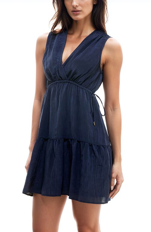 Shop Socialite Crinkle Sleeveless Minidress In Navy