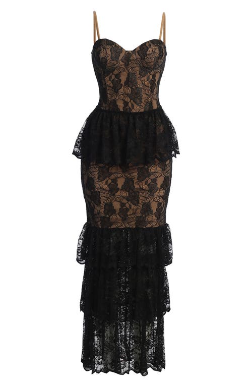 Jluxlabel Fairytale Ending Ruffle Lace Gown In Black