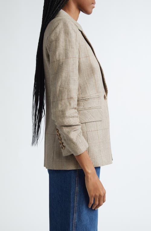 Shop Veronica Beard Battista Glen Plaid Linen & Cotton Blend Dickey Jacket In Ecru/ochre