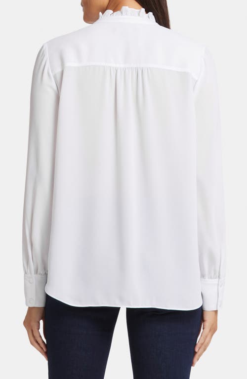 Shop Nydj Ruffle Neck Blouse In Optic White