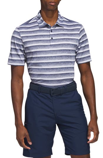 Adidas Golf Stripe Golf Polo In Collegiate Navy/white