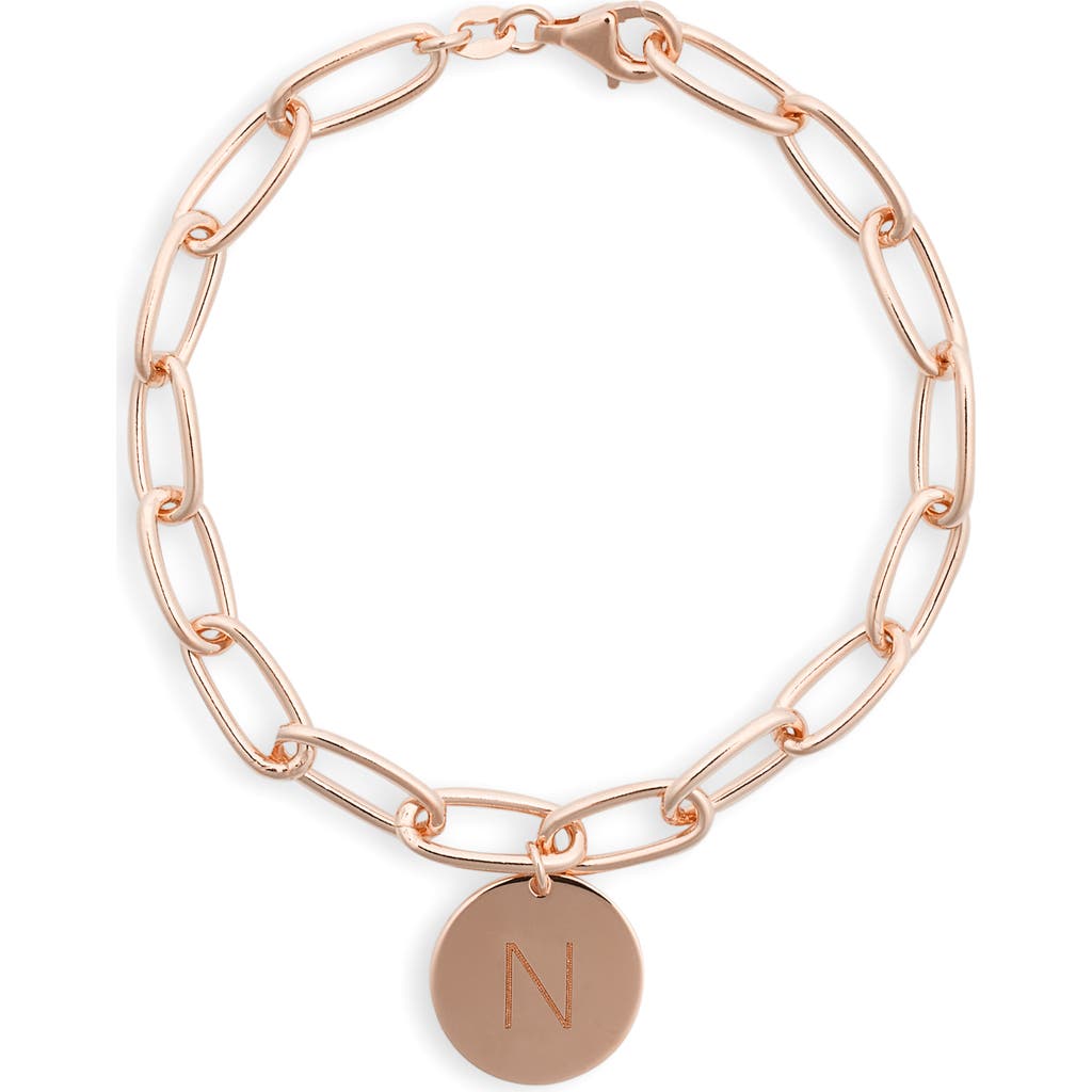 Meshmerise Initial Disc Charm Bracelet In Rose-n