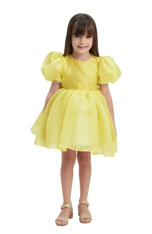 Bardot Junior Kids' Juliet Puff Sleeve Organza Party Dress in Sunshine 