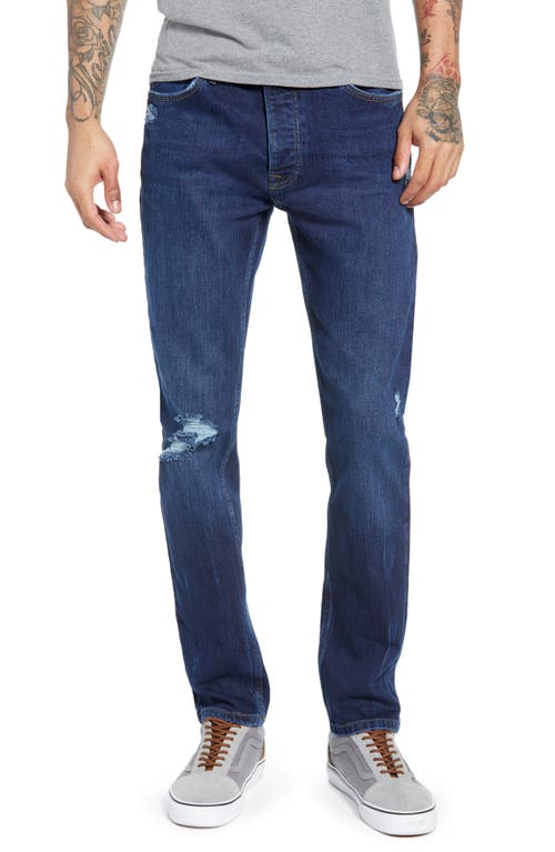 Topman Skinny Fit Distressed Jeans in Blue 