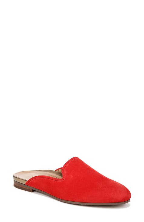 Red sales suede clogs