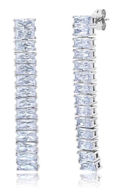 Cubic Zirconia Linear Drop Earrings in Silver