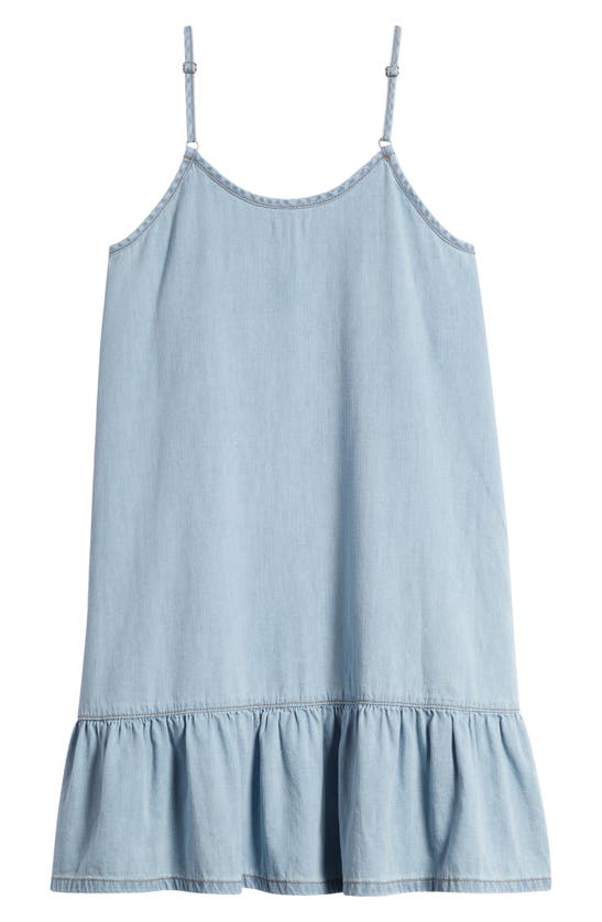 Shop Love, Fire Kids' Ruffle Hem Chambray Dress In Light Wash