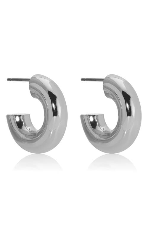 Ettika Mini Thick Classic Hoops In Rhodium