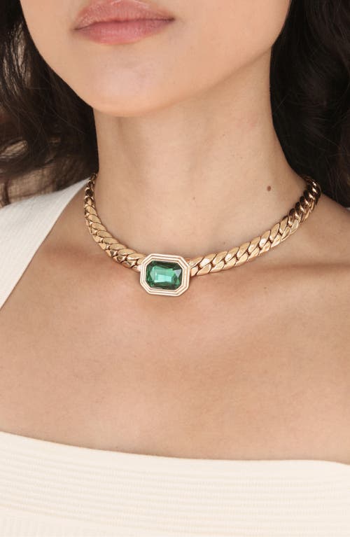 Ettika Deco Crystal Statement Cuban Chain Necklace In Green