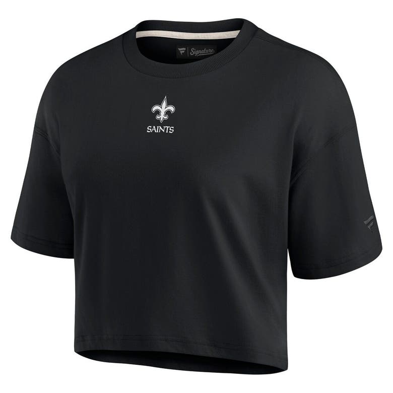 Shop Fanatics Signature Black New Orleans Saints Elements Super Soft Boxy Cropped T-shirt