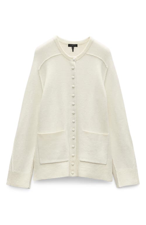 Shop Rag & Bone Bridget Wool Blend Long Cardigan In Ivory