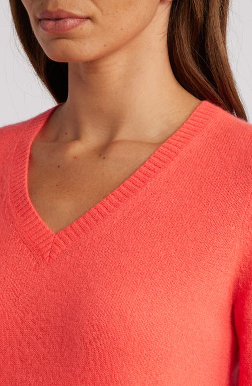 Shop Caslonr Caslon(r) Cashmere V-neck Sweater In Coral Blaze